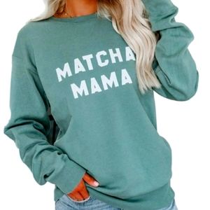 LuluSimon Studio green Matcha Mama sweatshirt